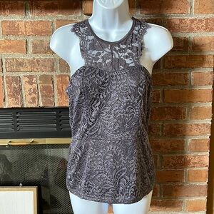 NWT Buckle BKE Boutique Gray Lace Tank Top